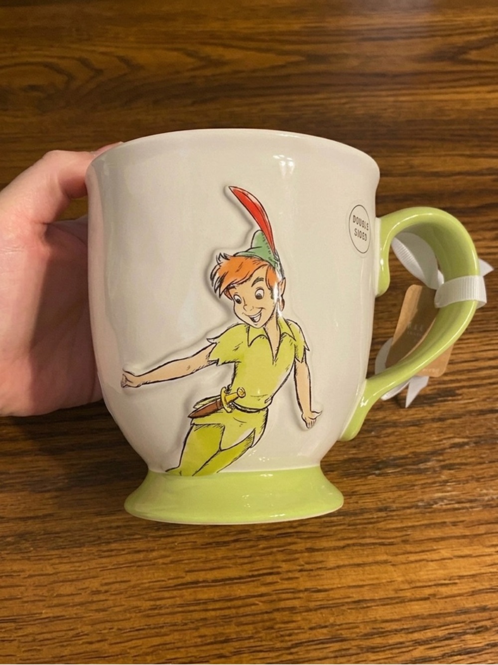 Rae Dunn Peter Pan mug green & white